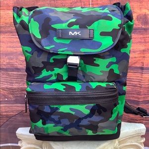 NWT Michael Kors Kent Black / Palm Field Backpack